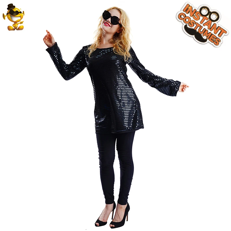 Туника с Черными Блестками для косплея в стиле ретро костюмы хиппи нарядное