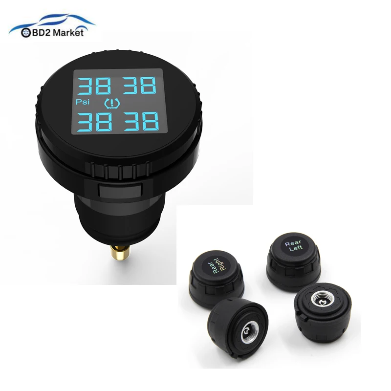 TPMS TS61 система контроля давления в шинах 4 внешних/внутренних датчика TPMS беспроводной в режиме реального времени прикуриватель ЖК-дисплей
