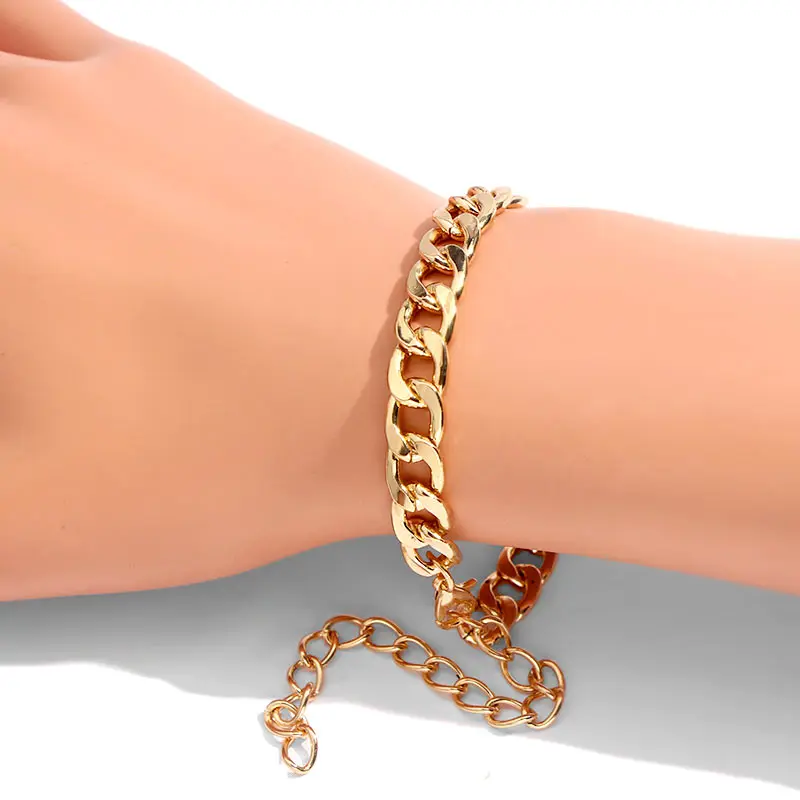 Женский винтажный браслет Flatfoosie модный на цепочке регулируемый металлический