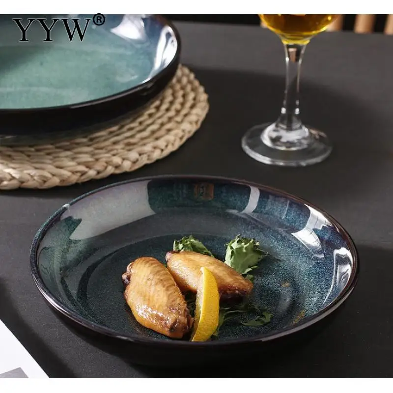 

Японская керамическая посуда, домашняя креативная обеденная тарелка, большая тарелка с одной глубокой тарелкой для отеля, кухонные принадлежности для дома