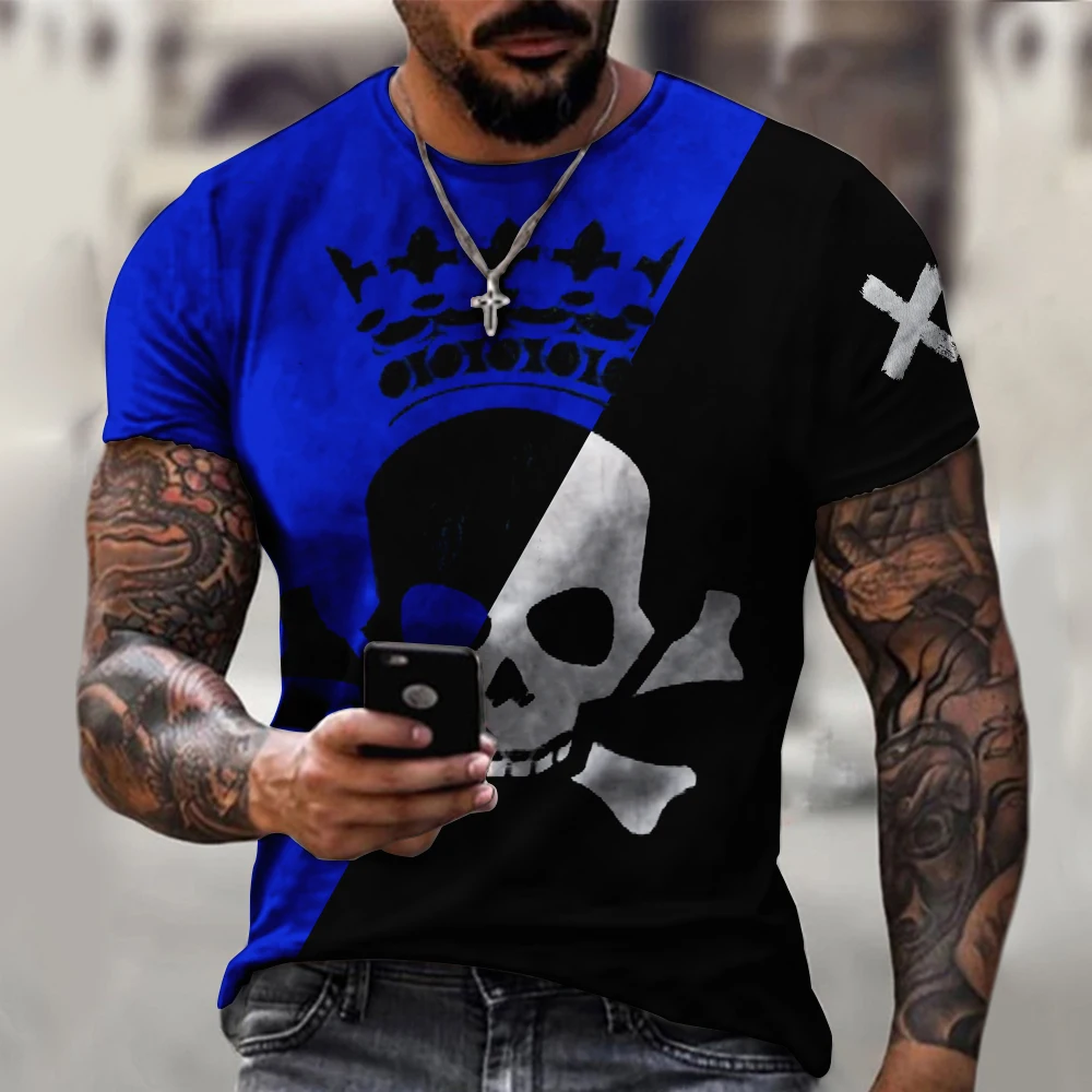 

Fashion New Cool Skull King 3d Printed T-Shirt Summer Casual Breathable Short Sleeve Tshirt Patchwork Men'S T-Shirts Tee Tops