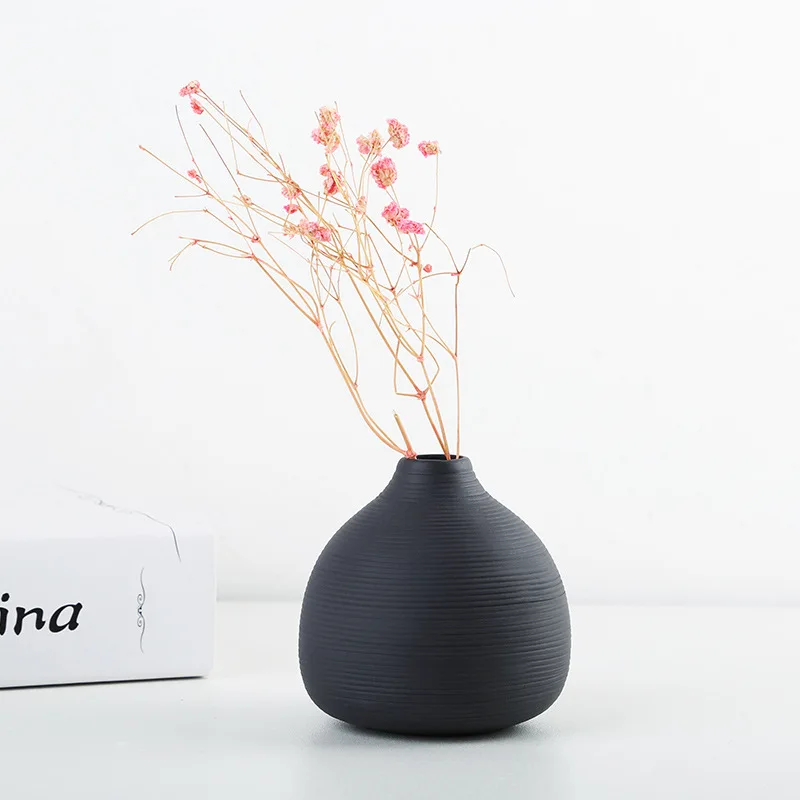 Простая черная керамическая ваза для ароматов современный набор ароматерапии