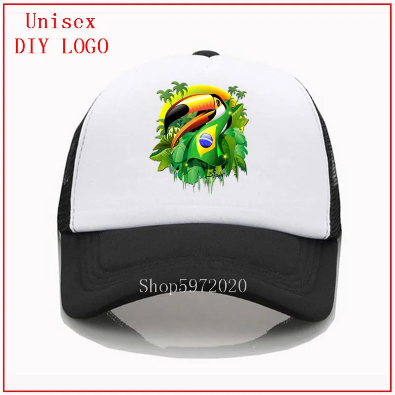 Toco Toucan with Brazil Flag Brazilian on Green Brtight Tropical Jungle men hats baseball women cap chapeau homme | Аксессуары для