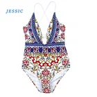 JESSIC сексуальный комплект бикини с цветочным принтом, купальный костюм, милый купальник, женский купальник с оборками и высокой талией, пляжный купальник с открытой спиной