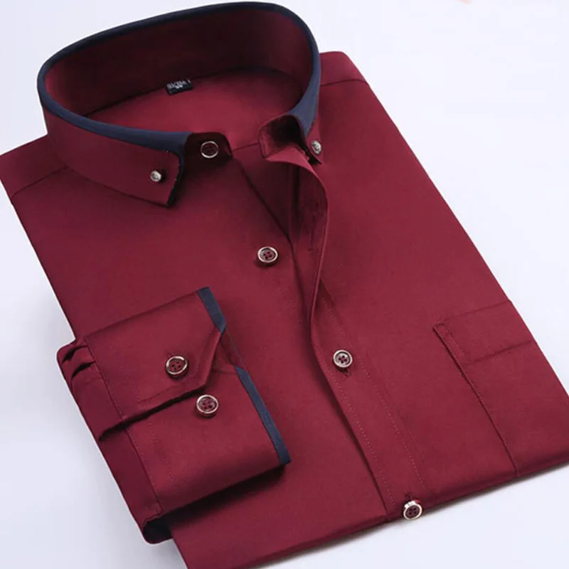 Весенняя Мужская Свадебная рубашка формальная с длинным рукавом размера плюс