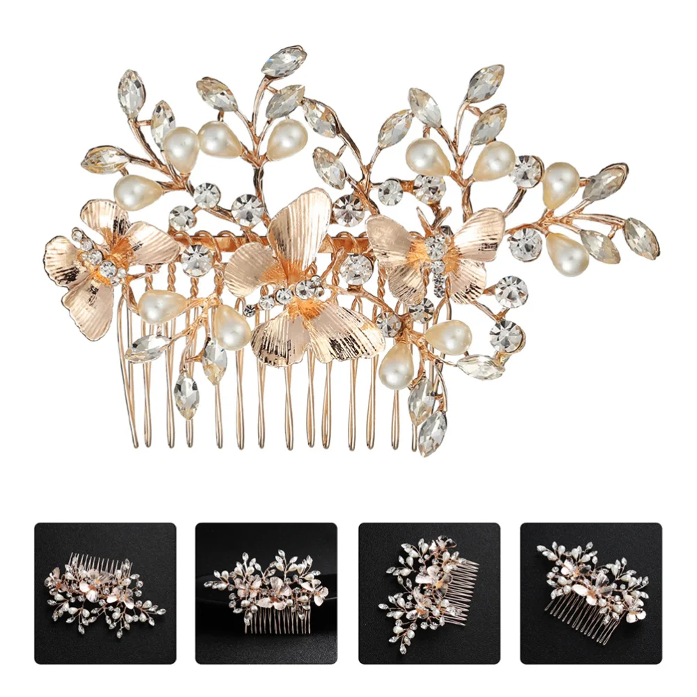 

1pc Female Headdress Alloy Hair Accessory Exquisite Rhinestone Hair Comb