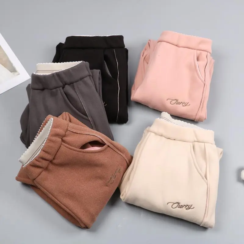 Женские брюки карандаш с высокой талией повседневные однотонные шаровары теплые