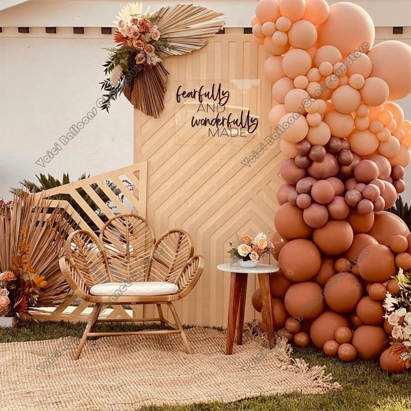 

128PCS Cream Peach Caramel Balloon Garland Thanksgiving Party Supplies Decoration Birthday Globos Baby Shower Decor