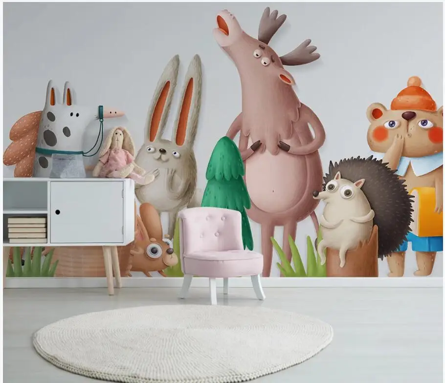 Настенные 3D обои на заказ простые европейские современные Мультяшные животные