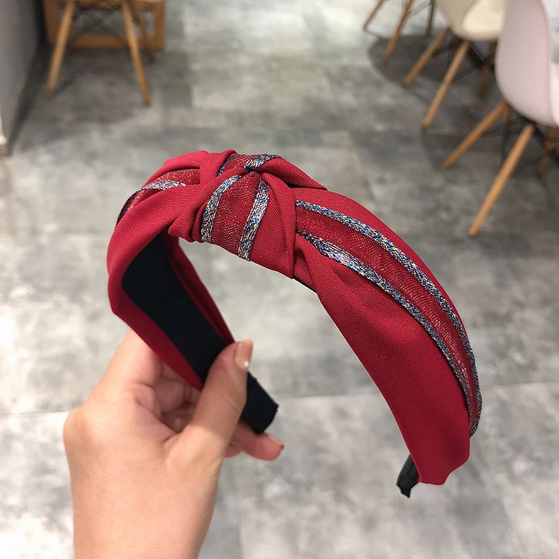 

Korean Solid Color Knotted Hairbands Hair Accessories For Women Fashion Jewelry Wide Bow Bezel Headbands Girls Sport Hair Bands