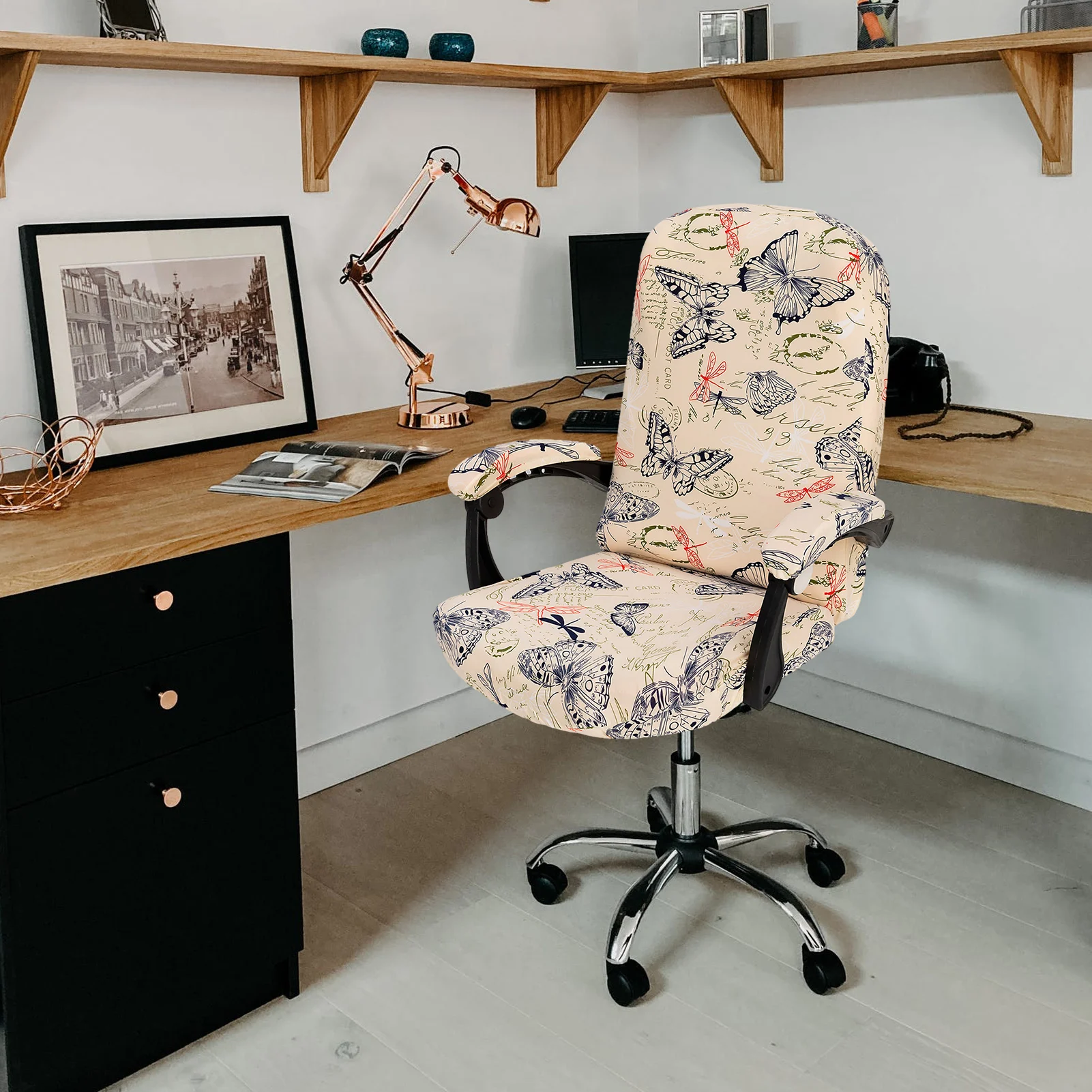 

Printed Elastic Chair Covers Anti-dirty Rotating Stretch Office Computer Desk Seat Gaming Chair Cover Removable Slipcovers