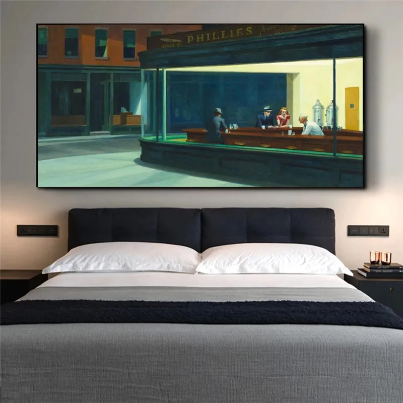 

Wall Art Painting Wall Canvas Art Poster and Print Wall Art Nighthawks by Edward Hopper Picture for Living Room Home Decor