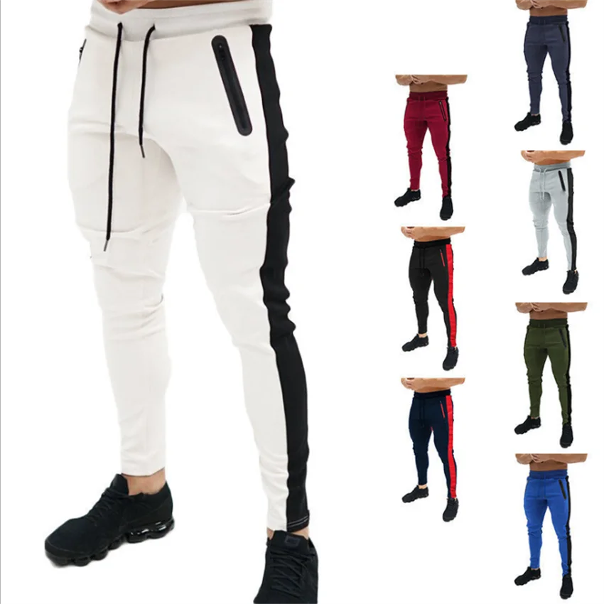 

Spring and Autumn Europe and the United States men's new sports leisure slim body fitness pants men's pants small foot band mout
