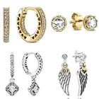 Женские серьги-гвоздики из серебра 925 пробы с квадратной блестящей короной