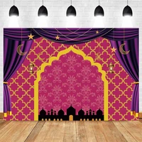 islam mosque ramadan festival moon star purple curtain backdrop vinyl photography background photophone photozone photocall prop