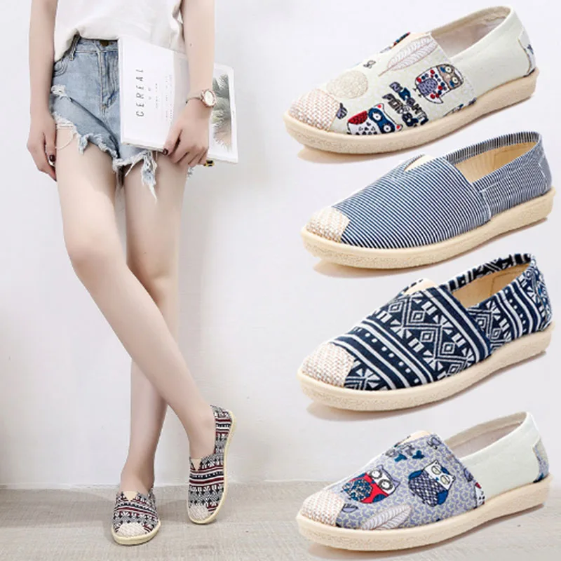 Туфли женские холщовые повседневная обувь на плоской подошве для рыбалки