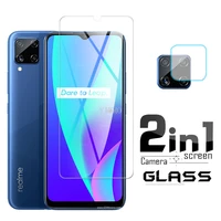 2 in 1 protective glass on for oppo realme c15 camera lens glass on realmi c 15 safety screen protector film rmx2180