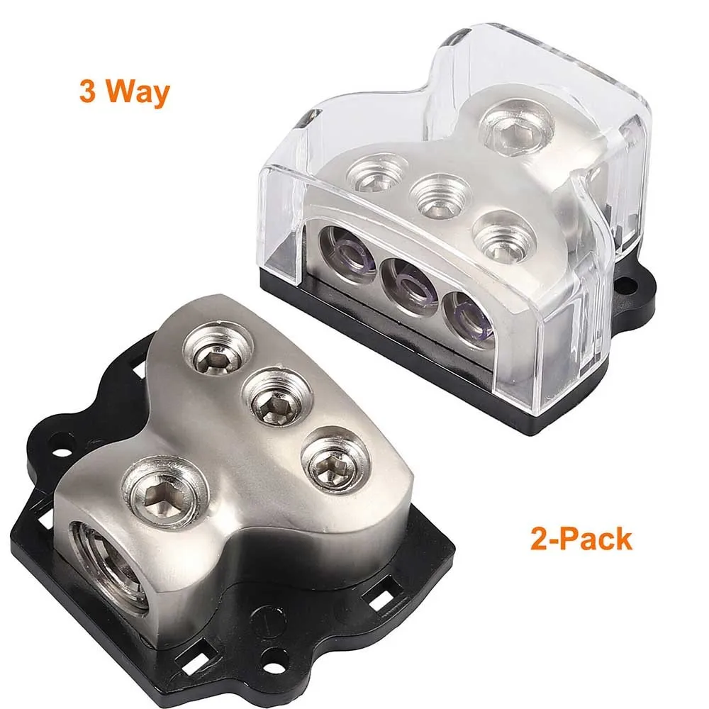 

2 X 3 Way Car Power Distributor Block Power Distributor Audio Distributor 1*0 Meter Input 3*4 Meter Output
