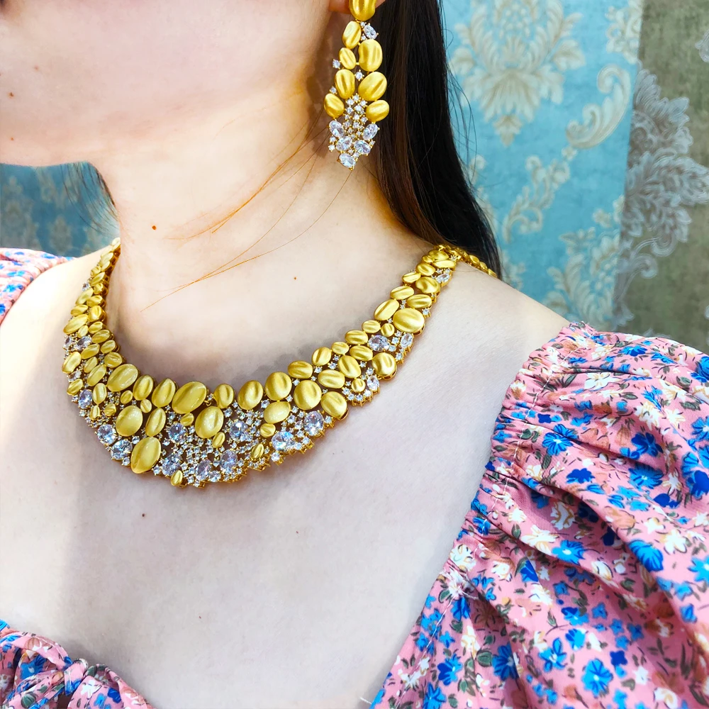 

New Famous Brand 4PCS Luxury African Jewelry Set For Women Wedding Party Zircon Crystal Indian Dubai Bridal Jewelry Set Gift