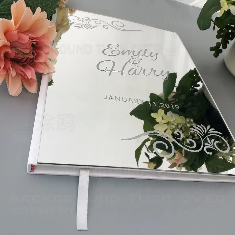Guest Book Wedding Personalized Guestbook Signature Decor Engrave Carve Mirror Customized Names Date Cover Gift Rustic G018 | Дом и сад