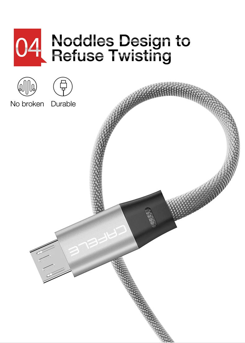 Cafele Micro USB кабель для Xiaomi samsung huawei LG быстрое зарядное устройство сплав Разъем для Android мобильного телефона usb зарядный шнур