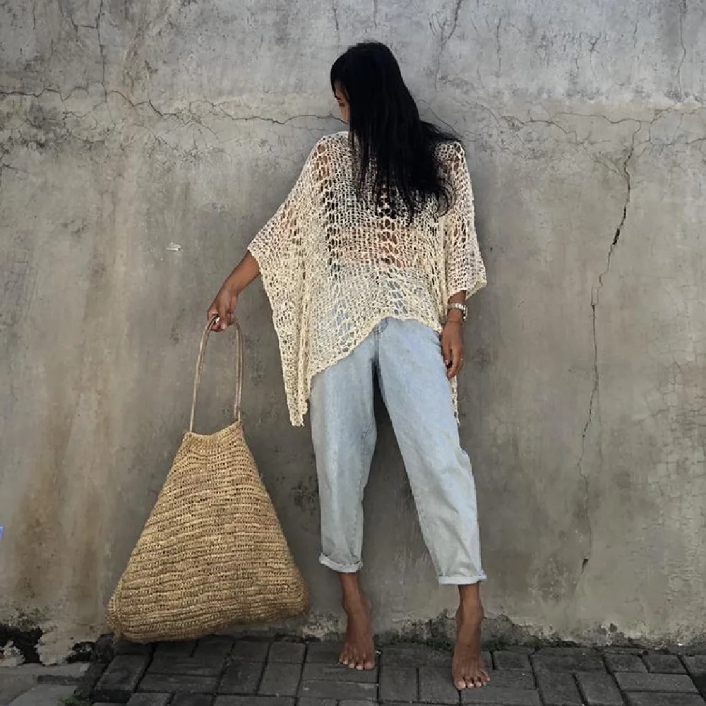 2021 трикотажное пляжное платье Пляжная накидка вязаная туника Парео A748 | Женская