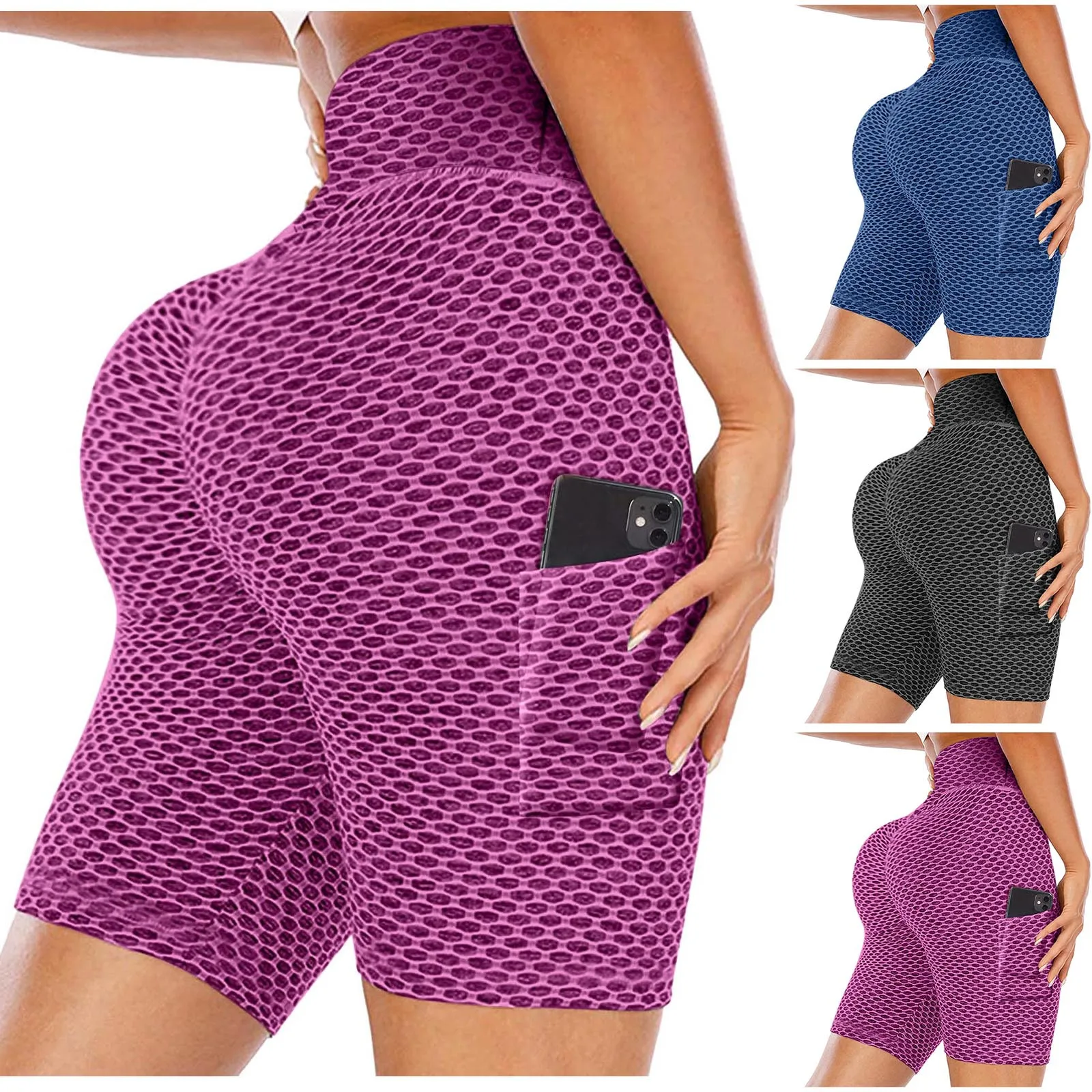 

Sexy Booty Push Up Sport Yoga Shorts Women Fitness Pockets High Waist Gym Shorts Seamless Running Biker Short Leggings d3