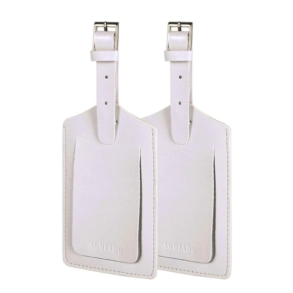 White 2 pcs Аксессуары для багажа и сумок, кожаный чемодан, держатель для удостоверения личности, ярлык для багажа, ремни, ярлыки для чемодана, ярлыки для багажа, Прямая поставка 718-50 - Цвет: White 2 pcs