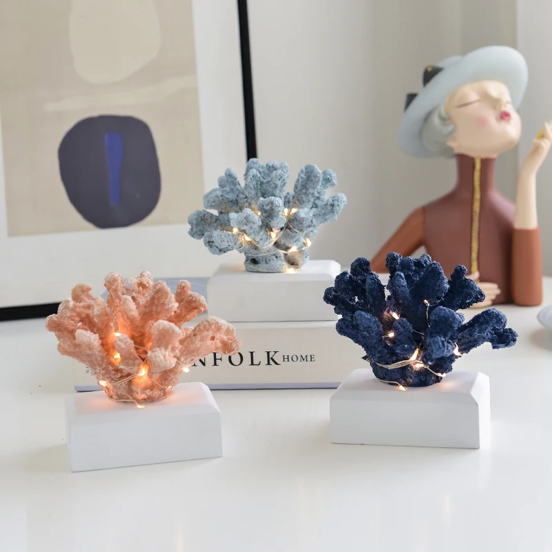 Коралловая ракушка скульптура светодиодный Светодиодная настольная лампа для