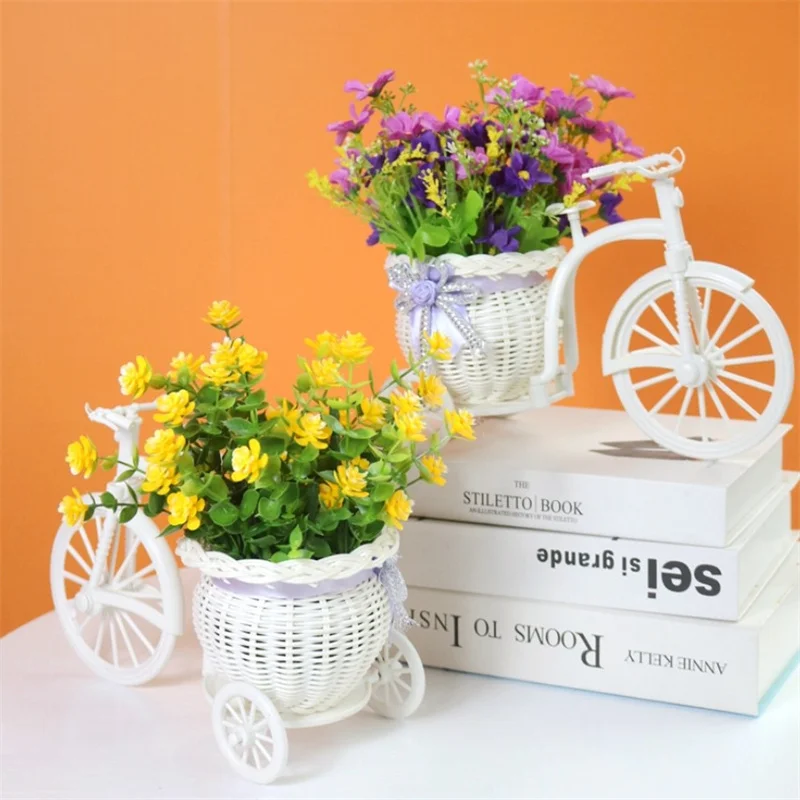 

NewNew Bicycle Decorative Flower Basket Newest Plastic White Tricycle Bike Design