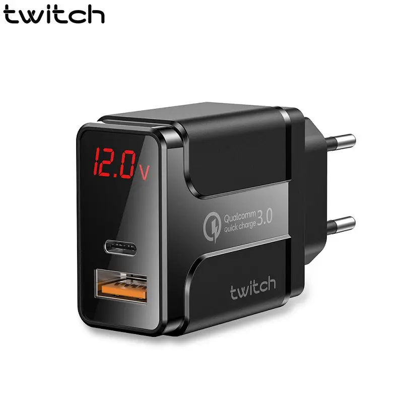 

Twitch Quick Charge 3.0 USB Charger For iPhone Samsung Xiaomi Huawei Mobile Phone 18W PD3.0 PD QC3.0 QC USB Type C Fast Charger