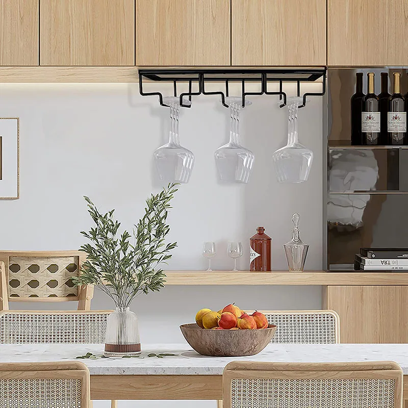 3 row wine glass rack under cabinet stemware wine glass holder glasses storage hanger metal organizer for bar kitchen free global shipping