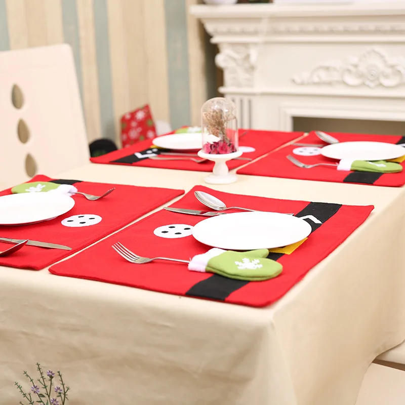 Рождественские декоративные столовые принадлежности кухонные ножи вилки коврик