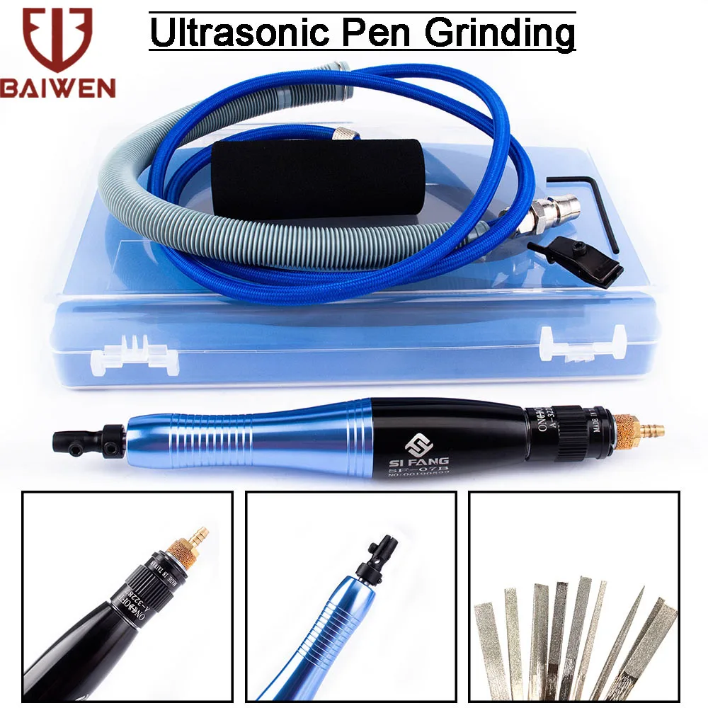 Pneumatic Ultrasound Micro Air Pencil Die Grinder Kit for Mould Metal Lapping Filing Grinding Buffing Polishing Sanding Tools