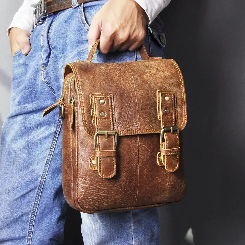 Модная повседневная мужская сумка мессенджер из натуральной кожи ранец воловьей