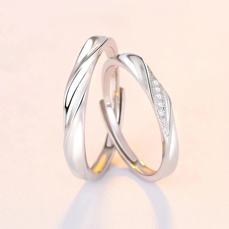 

S925 Sterling Silver Ring Lover Ring To Cross The Love River for Men and Women Sterling Silver Ring Simple Couple Ring Jewelry