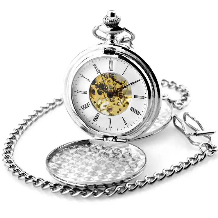 Retro Golden Pocket&Fob Watches Full Double Hunter Mechanical Pocket Watches Engraved Men Women Pocket Watch Chain nurse horloge