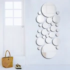Круглые Настенные Стикеры с геометрическим узором, 3D аксессуары для декора дома, съемные круглые зеркальные украшения для дома