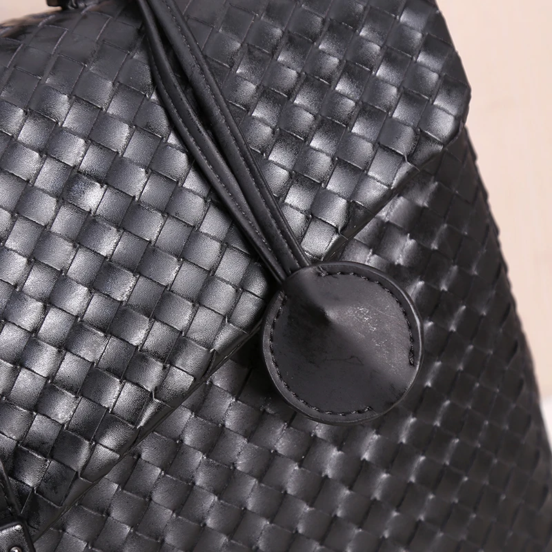 Kaisiludi leather woven men's bag handbag business men's briefcase waxed cowhide postman bag computer shoulder slant span bag