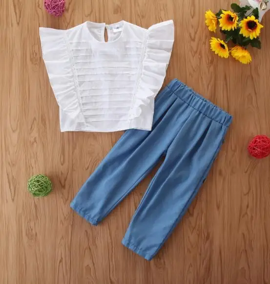 5 компл./лот комплекты одежды для маленьких девочек детская одежда белый (рубашка
