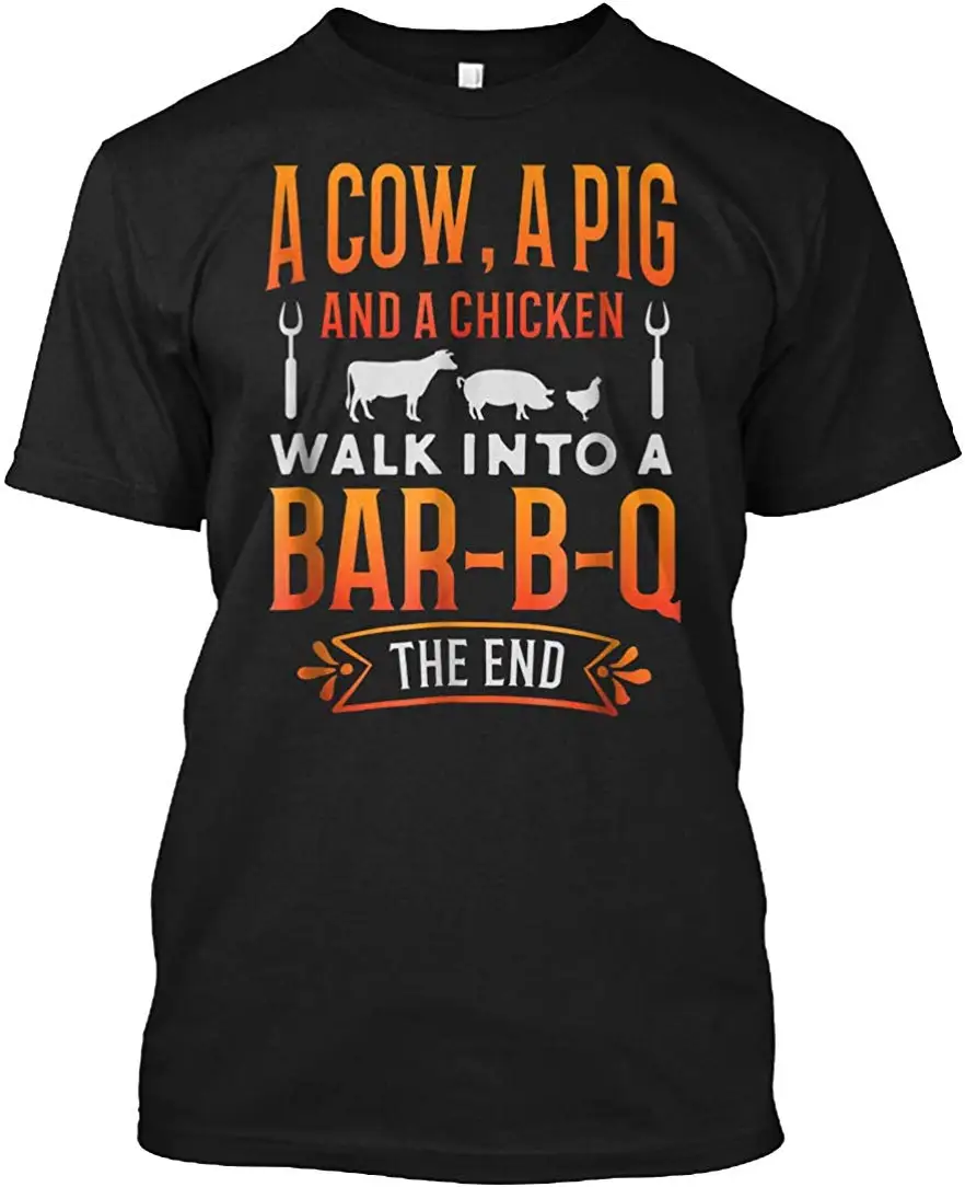 Корова свинья и курица входят в бар b q. Футболка Hanes Tagless Tee Унисекс Мужская женская