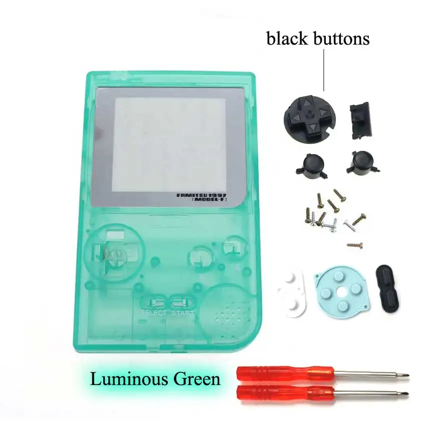 YuXi полный Чехол Корпус Замена для Gameboy Карманная игровая консоль для GBP оболочка с кнопками Набор отверток Инструменты - Цвет: Luminous green