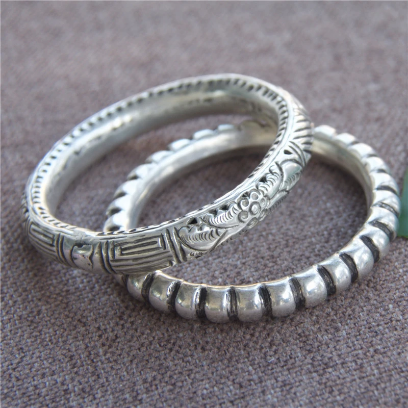 

Ethnic Miao silver hollow round Bracelet cotton leprosy retro fashion hand carved Bracelet