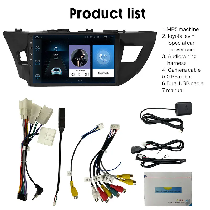 

Car Radio 2 Din 10.1 Inch Android 9.1 1G+16G 2 USB 4G Bluetooth 5.0 GPS Navigation Touch Screen WIFI For Toyota LEVIN 2014-2016