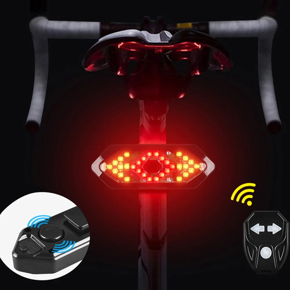 

USB Rechargeable LED Tail Light with Turn Signals and Horn, Remote Control Waterproof Bicycle Safety Warning Brake Rear Lights