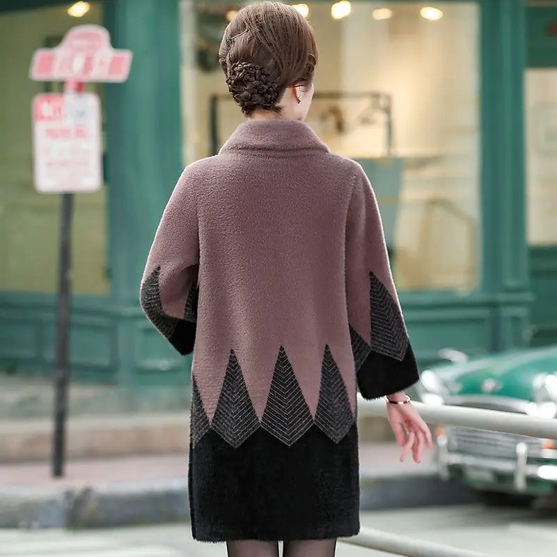 Женское кашемировое пальто зимнее из искусственной норки для матери среднего