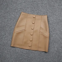 2022 winter new leather skirt high waist bag hip short skirt e2