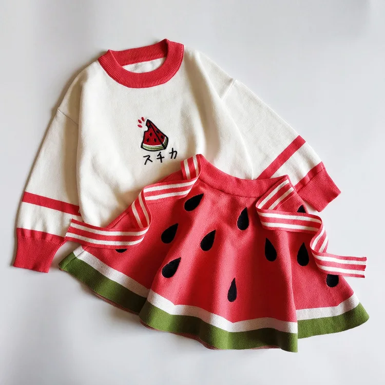 2019 г. Новое поступление осенний комплект для девочек одежда с арбузами топом