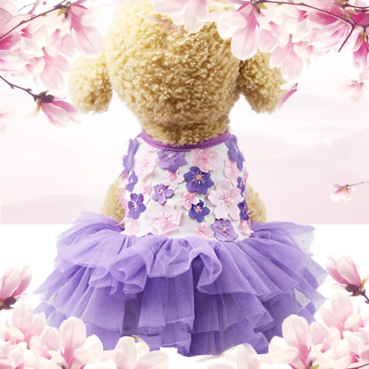 Платье принцессы для домашних животных ZL84 розовое кружевное платье маленькой