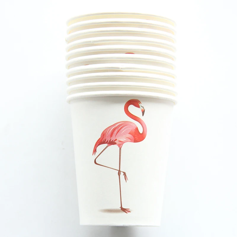 Flamingo 10 шт./лот, бумажные стаканчики из розового золота, одноразовая посуда, для свадьбы, дня рождения, вечеринки, декор для детского душа, вечерние принадлежности для детей, чашка для напитков - Цвет: Flamingo